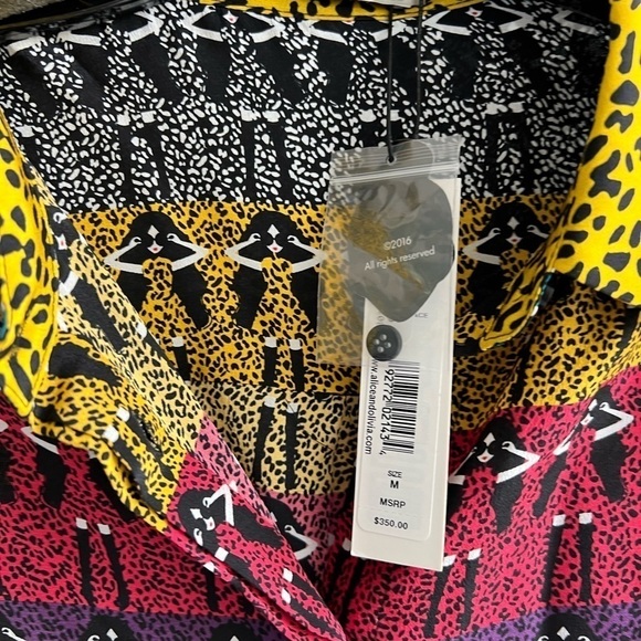 ALICE AND OLIVIA Willa Stace Face Rainbow Silk Shirt In Ombre Stace - Picture 5 of 12